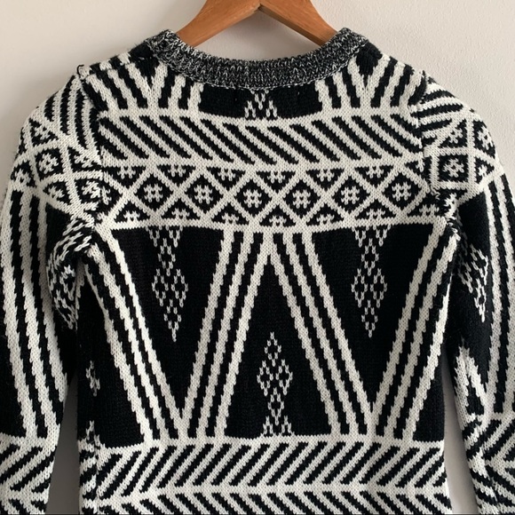 PINK ROSE Knit 🧶 Crew Neck Cozy Black White Stretch Boho Mini Dress - Picture 14 of 16